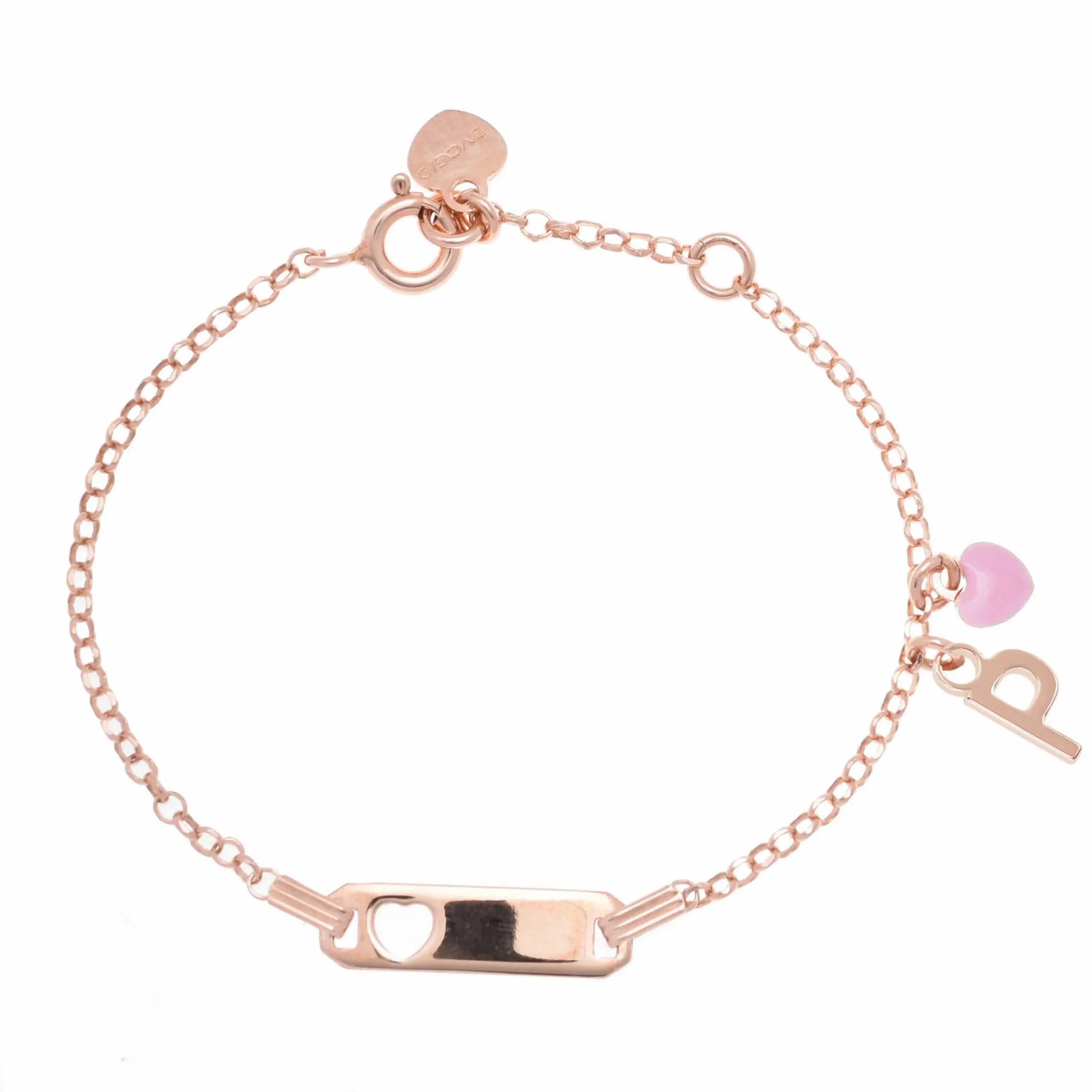 Bracciale rosa in argento 925 con cuore rosa