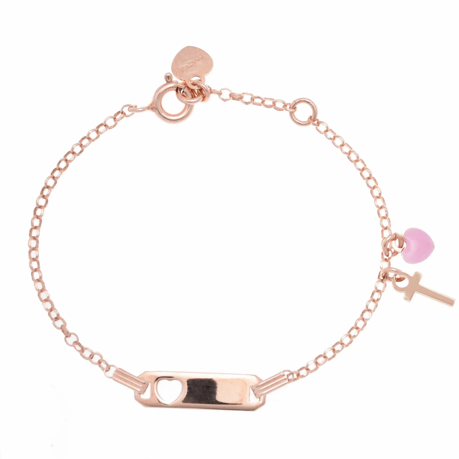 Bracciale rosa in argento 925 con cuore rosa