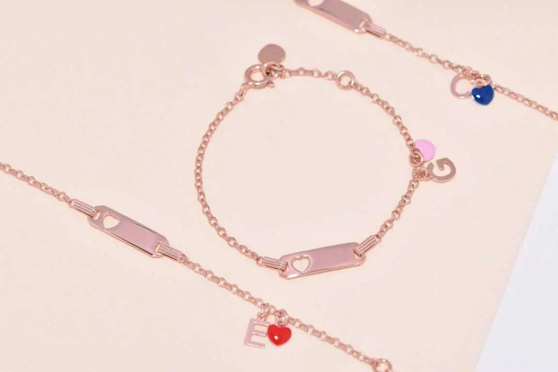 Bracciale rosa in argento 925 con cuore rosa