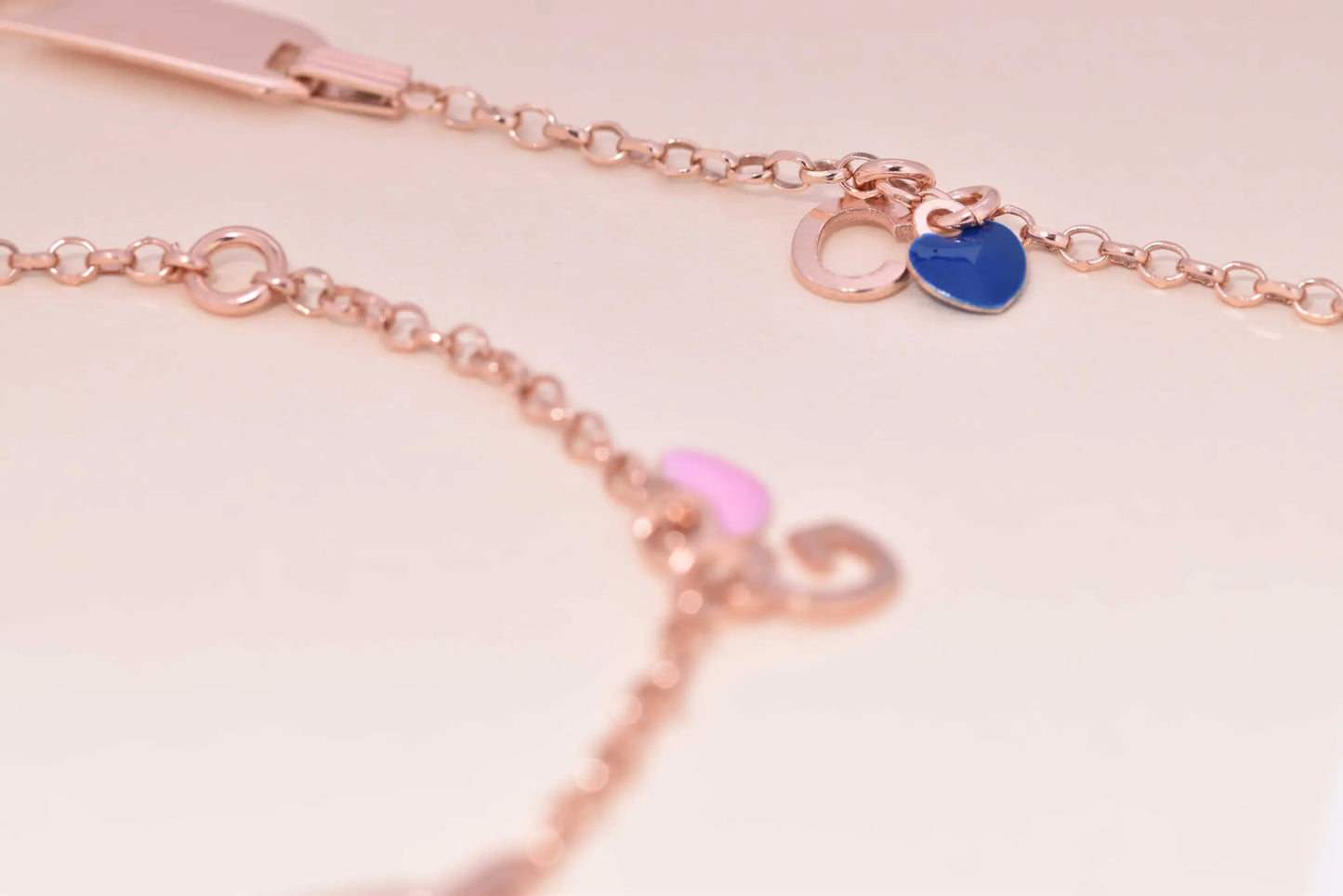 Bracciale rosa in argento 925 con cuore rosa