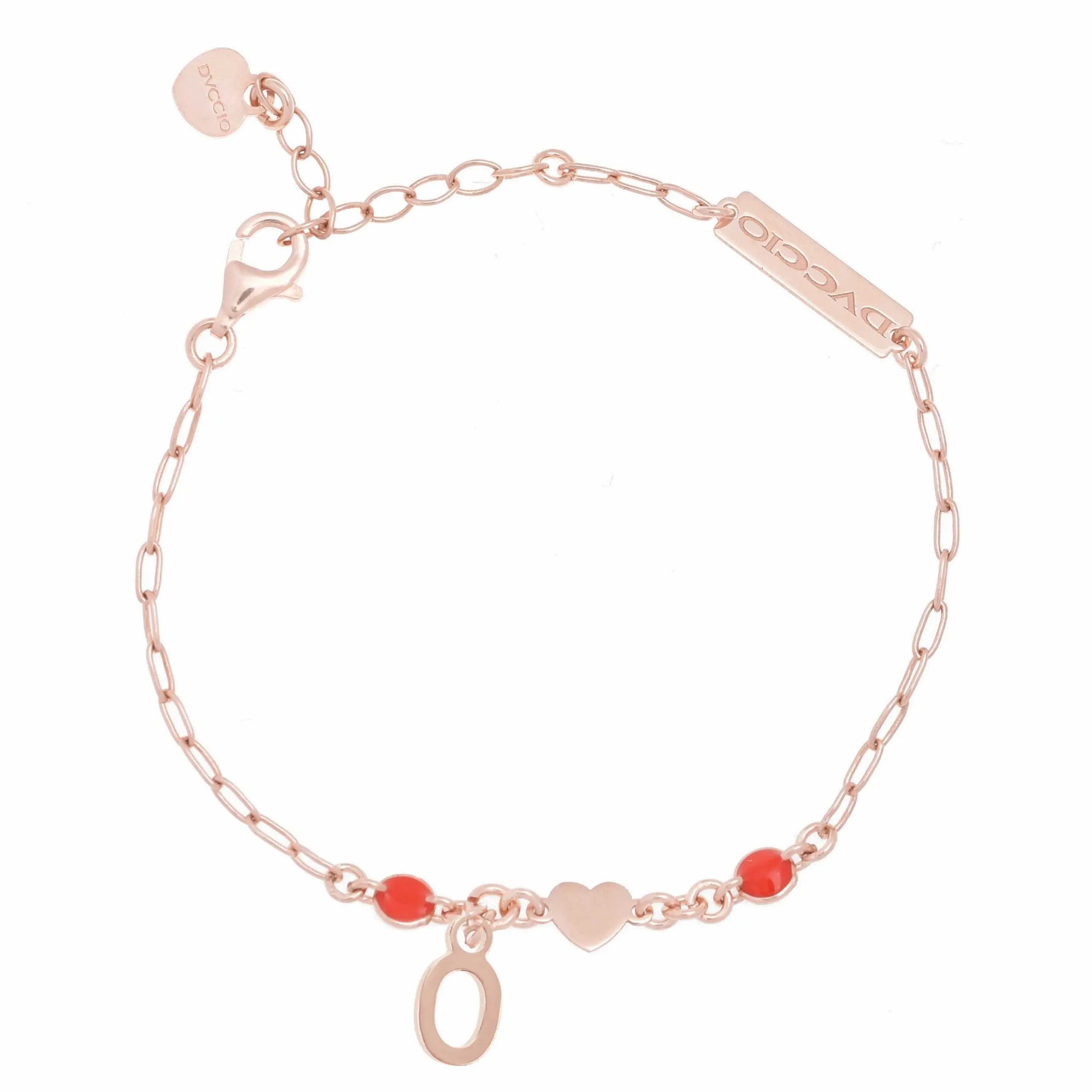 Bracciale in argento 925 rosa con cuore rosso