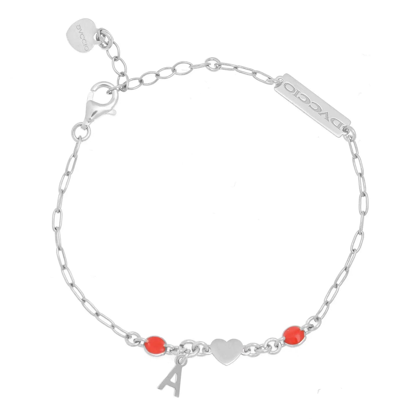 Bracciale cuore in argento 925 rodio