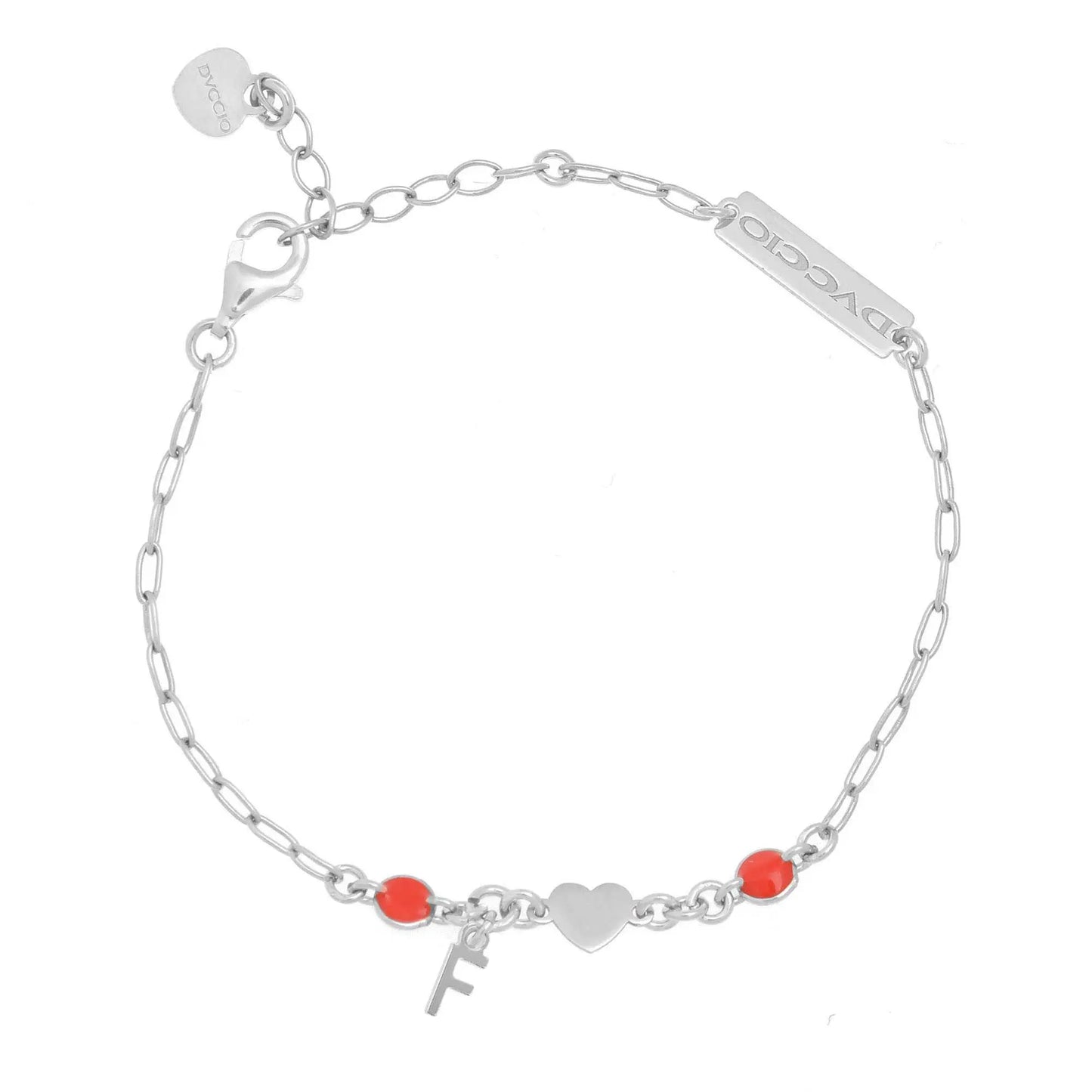 Bracciale cuore in argento 925 rodio