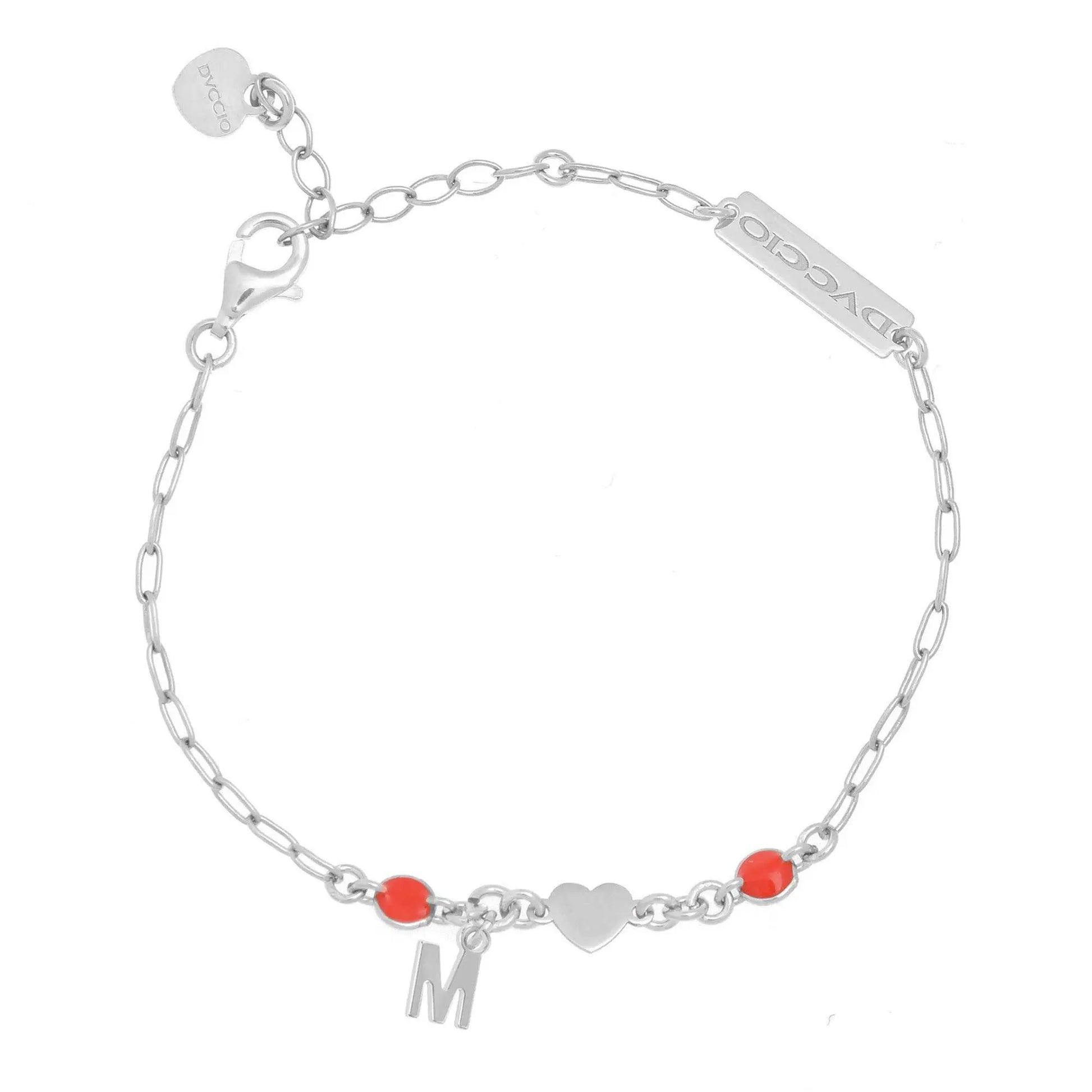 Bracciale cuore in argento 925 rodio