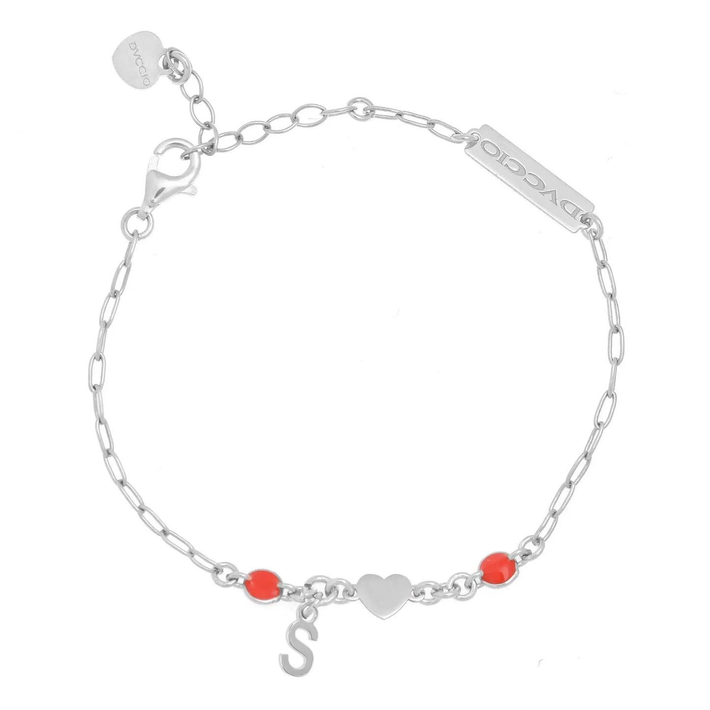 Bracciale cuore in argento 925 rodio