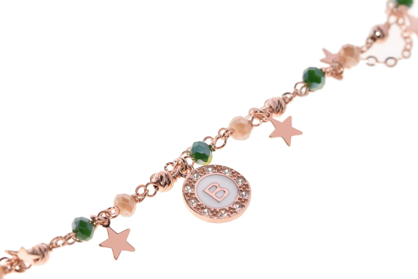 Bracciale in argento 925 Rosa con pietre verdi