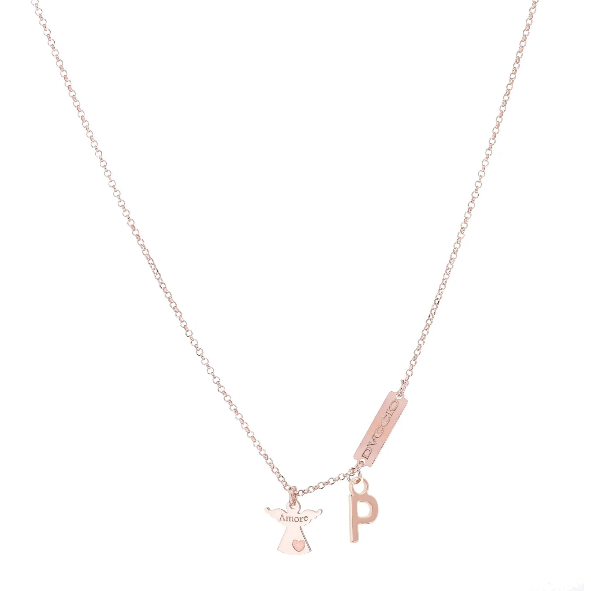 Collana Angelo in Argento 925 Rosa