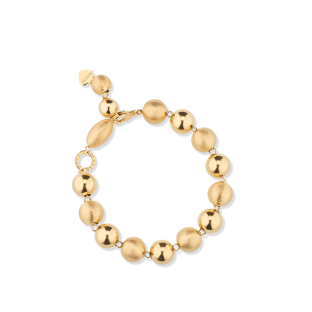 Bracciale SABA a 1 Filo in Argento 925 Laminato Oro 24KT con Sfere