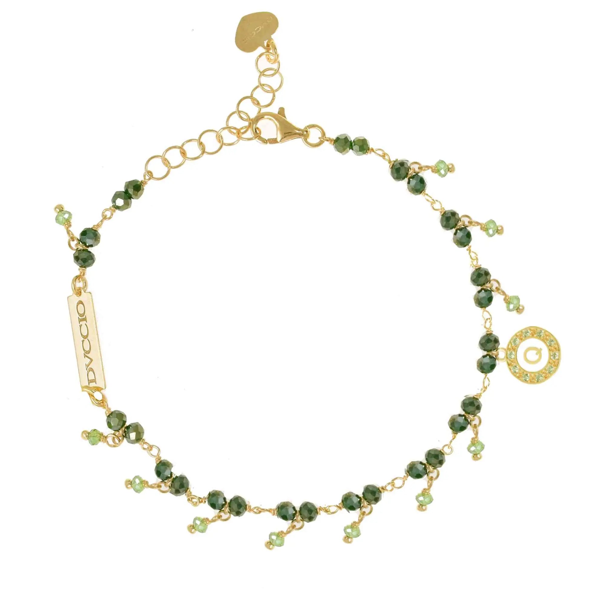 Bracciale in Argento 925 dorato con pietre naturali verde smeraldo e verde primavera