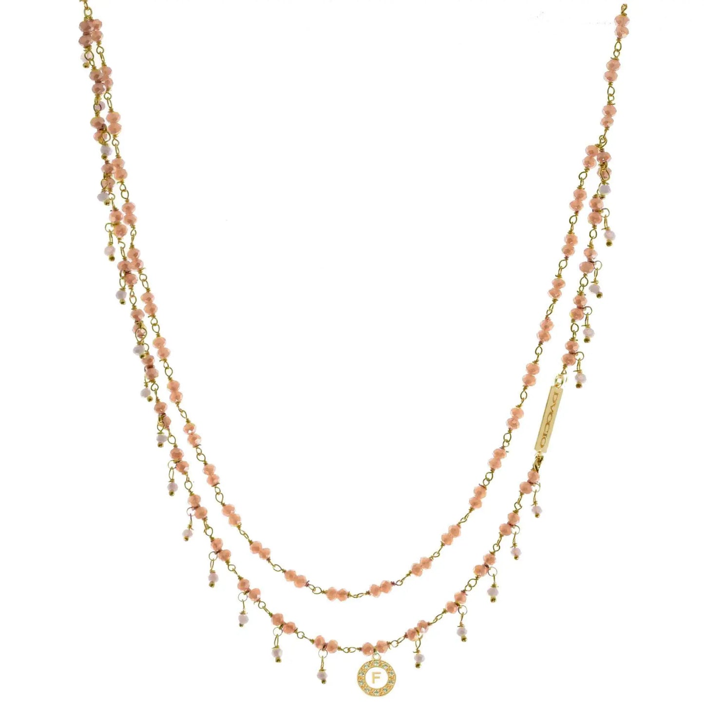 Collana 2 fili in Argento 925 dorato con pietre naturali sabbia e quarzo bianco