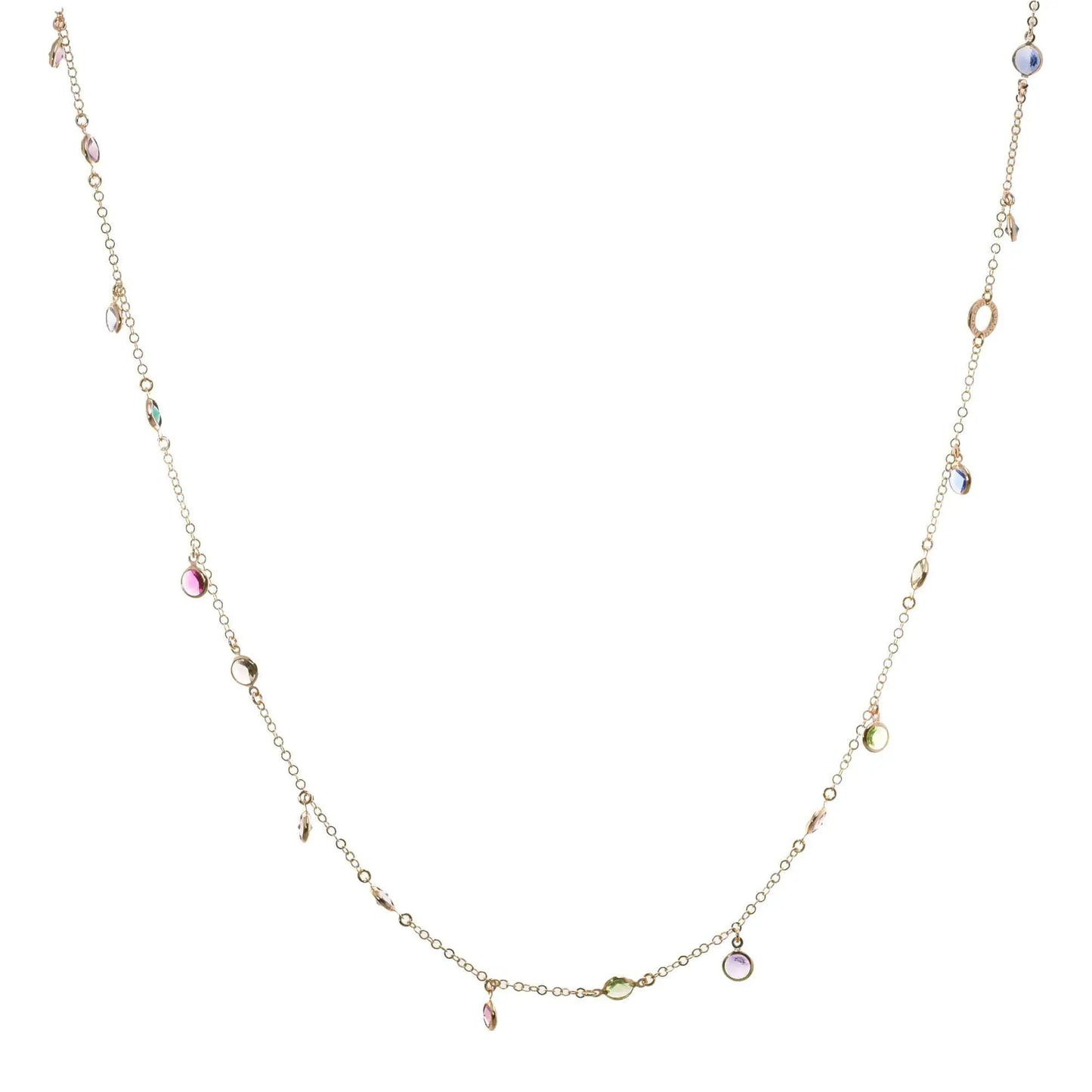 Collana Lunga Jordan in Argento 925 con placcatura in oro giallo e cristalli naturali multicolor alternati
