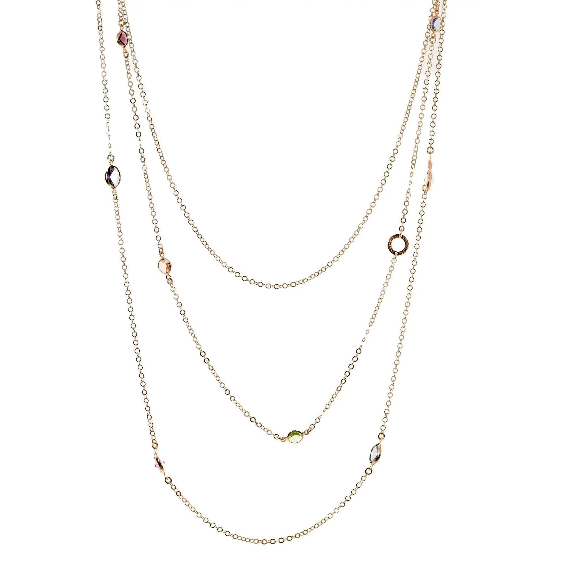 Long 3 strand Jordan necklace in 925 silver with yellow gold plating a Dvccio Gioielli