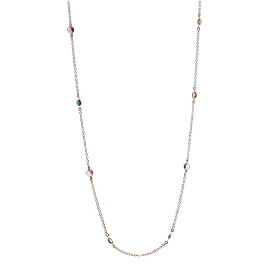 Collana Lunga Jordan in Argento 925 con placcatura in oro rosa e cristalli naturali multicolor