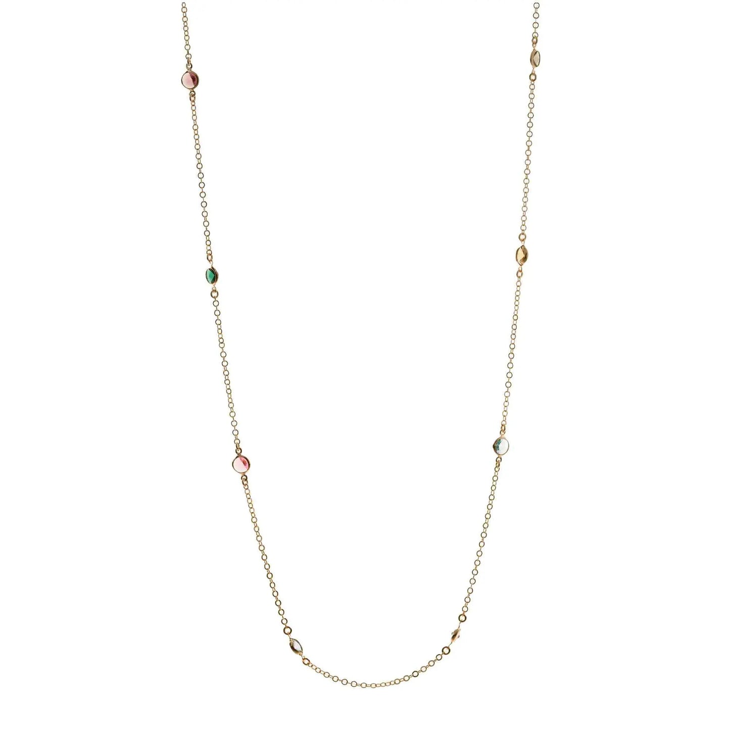 Collana Lunga Jordan in Argento 925 con placcatura in oro giallo e cristalli naturali multicolor