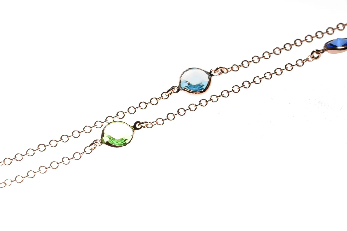 Girocollo Jordan in Argento 925 con placcatura in oro rosa e cristalli naturali multicolor alternati a seguire