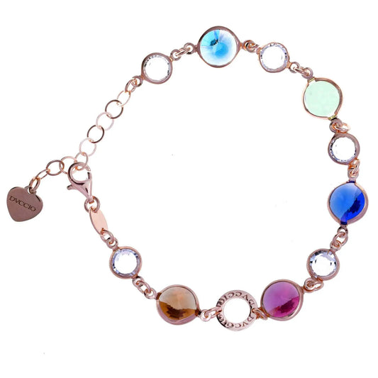Bracciale Jordan in Argento 925 con placcatura in oro rosa e cristalli naturali multicolor a seguire alternati