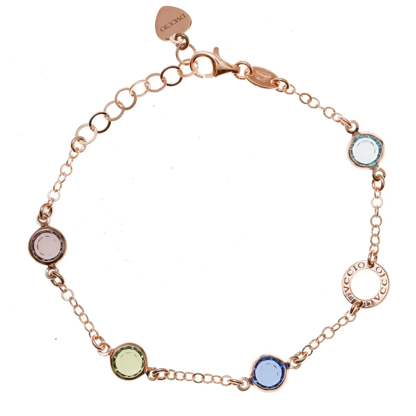 Bracciale Jordan in Argento 925 con placcatura in oro rosa e cristalli multicolor naturali