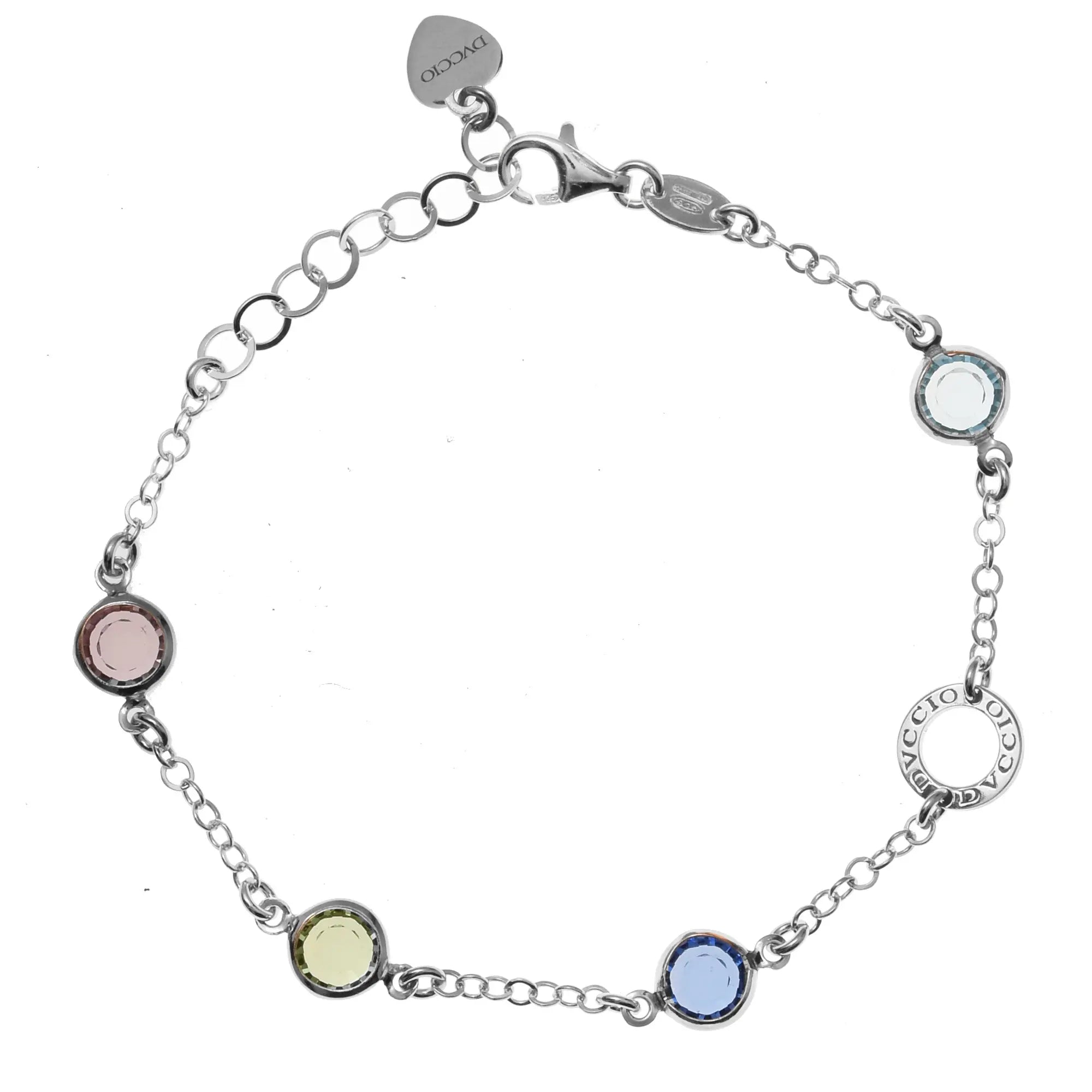 Bracciale Jordan in Argento 925 con placcatura in oro bianco e cristalli multicolor naturali