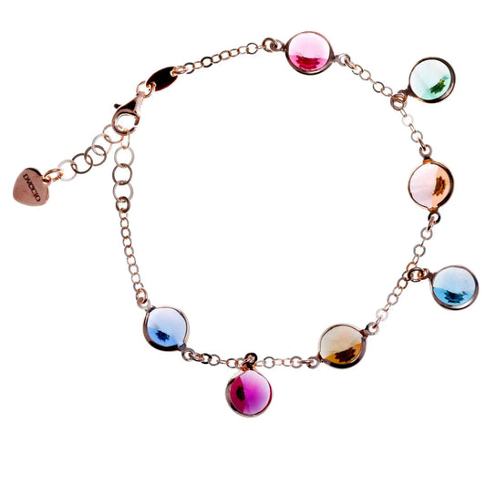 Bracciale Jordan in Argento 925 con placcatura in oro rosa e cristalli naturali multicolor alternati