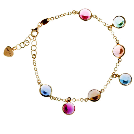 Bracciale Jordan in Argento 925 con placcatura in oro giallo e cristalli naturali multicolor alternati