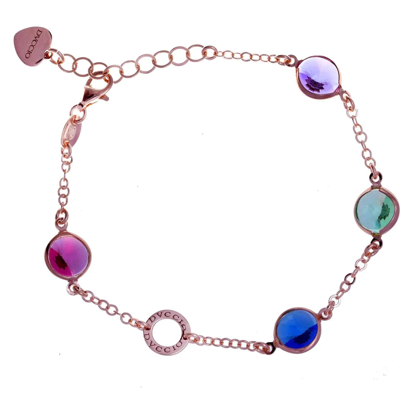 Bracciale Jordan in argento 925 placcato in oro rosa con cristalli naturali multicolor a seguire