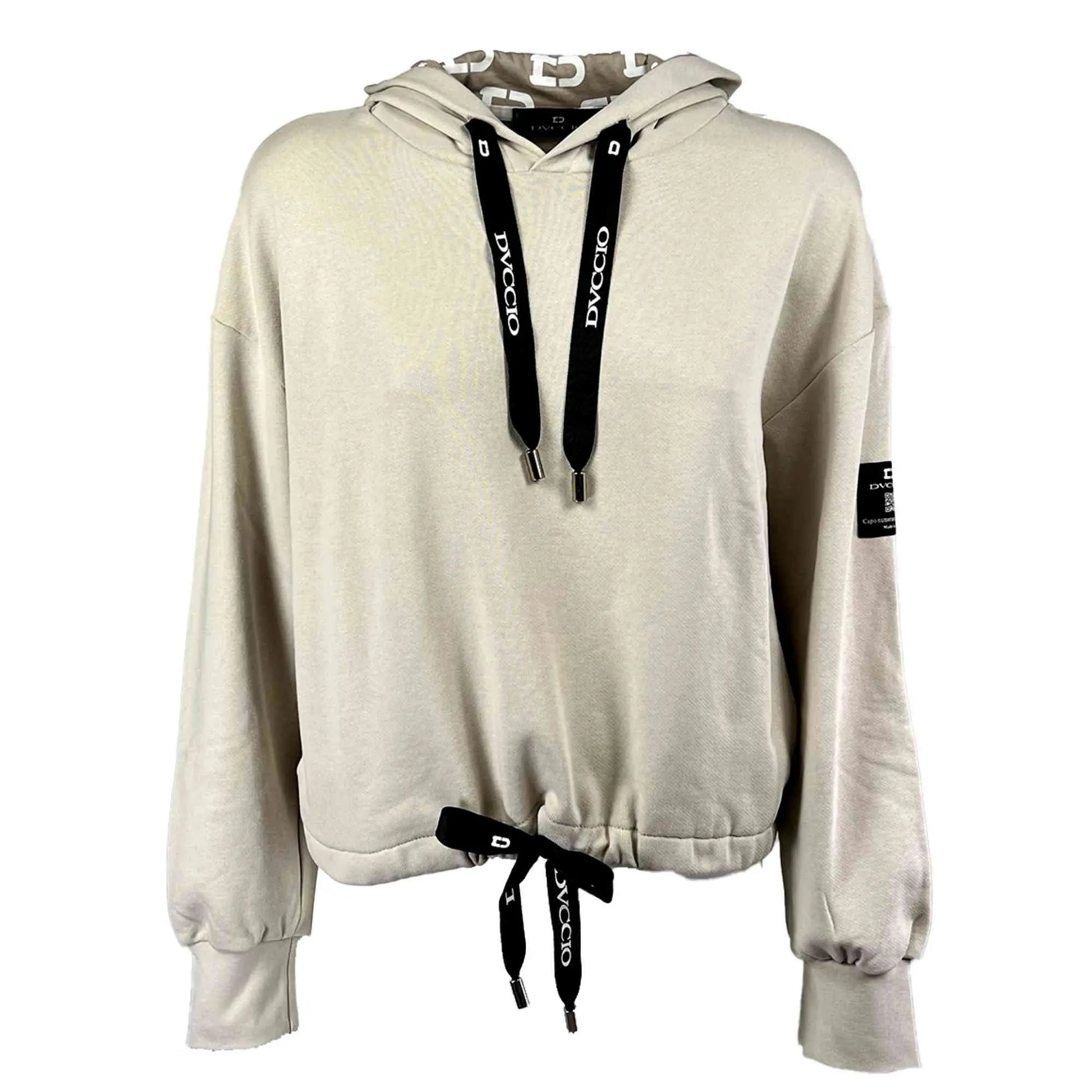 Felpa Corta con Cappuccio in Cotone Beige unisex