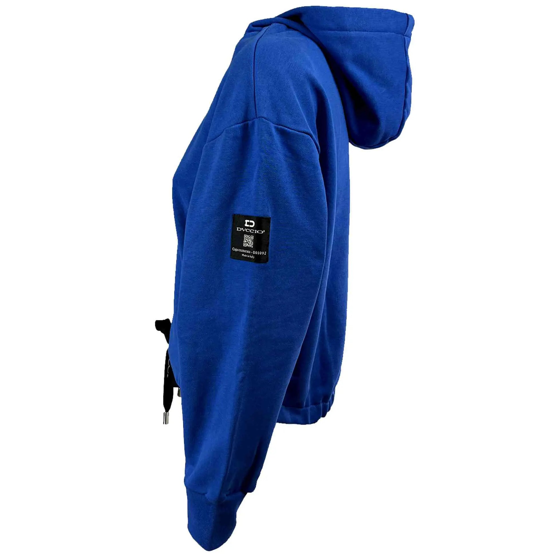 Felpa Corta con Cappuccio in Cotone Blue unisex