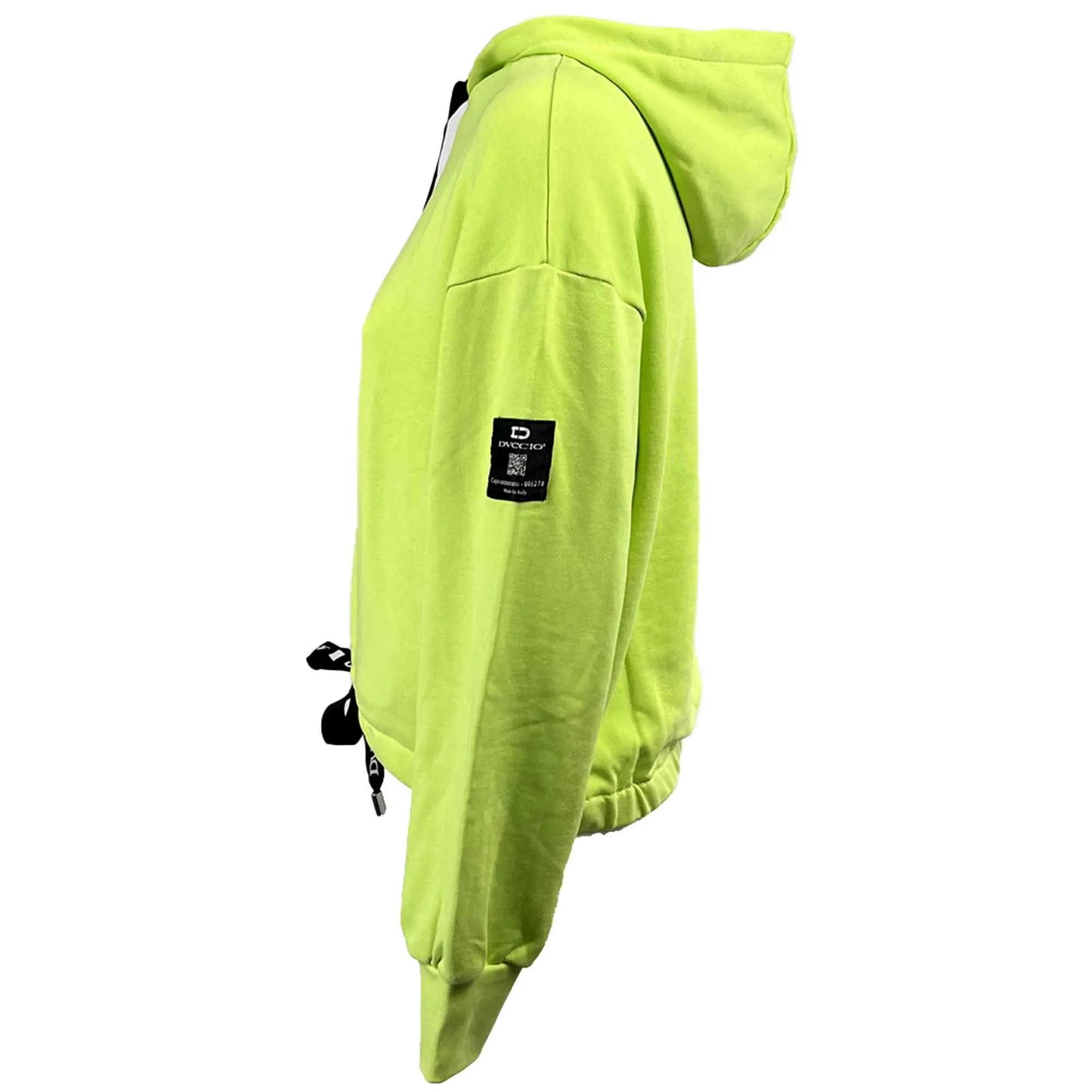 Felpa Corta con Cappuccio in Cotone Lime unisex