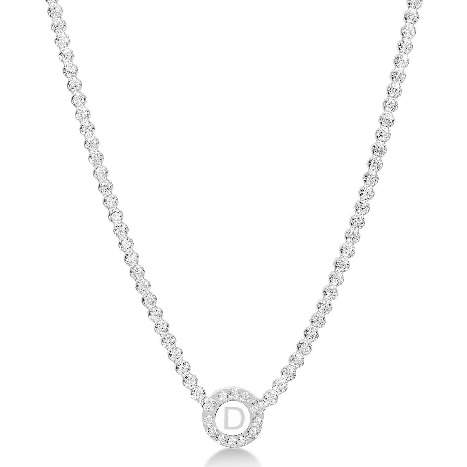 Collana Charlotte - tennis in argento 925 rodiato con lettera su cerchio