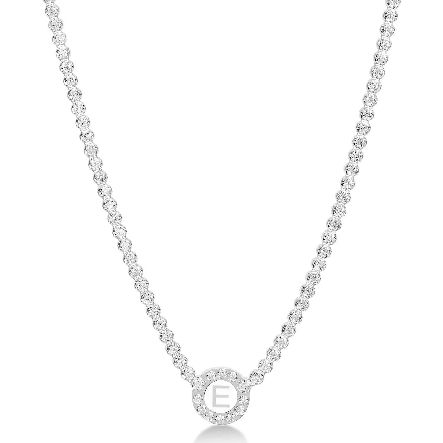 Collana Charlotte - tennis in argento 925 rodiato con lettera su cerchio