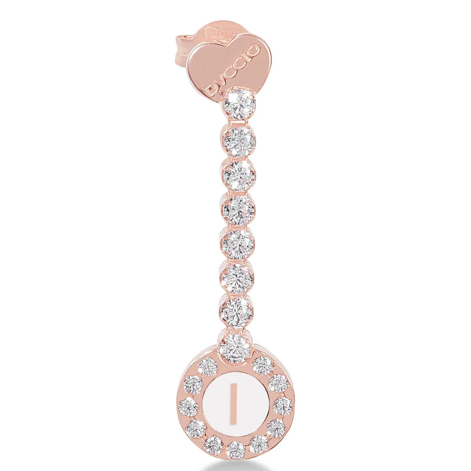 Orecchini Charlotte in argento 925 rosa con iniziale su cerchio