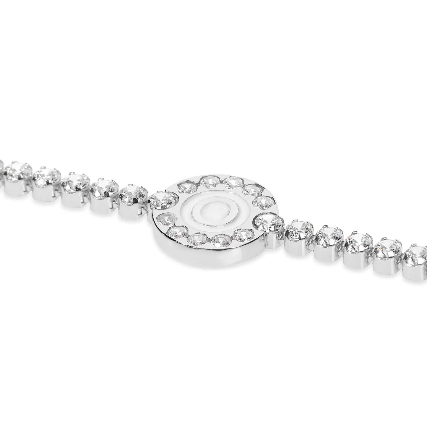 Collana Charlotte - tennis in argento 925 rodiato con lettera su cerchio