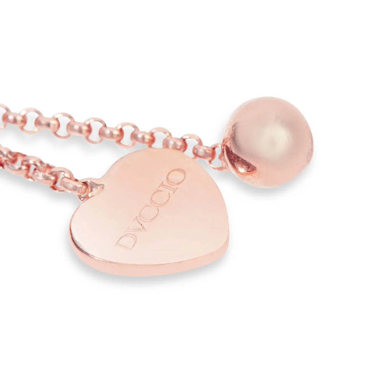 Bracciale Grace in argento 925 placcato in oro rosa regolabile con perle e lettera a seguire