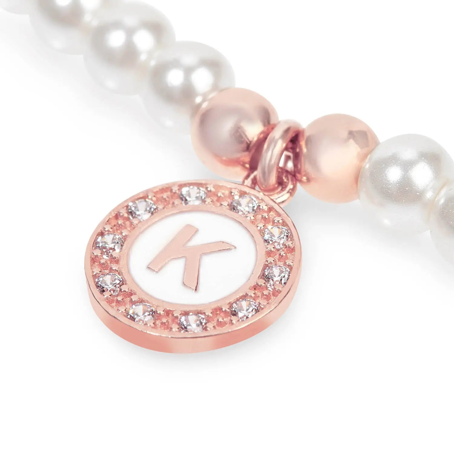 Girocollo Grace in argento 925 placcatura in oro rosa con perle e lettera pendente