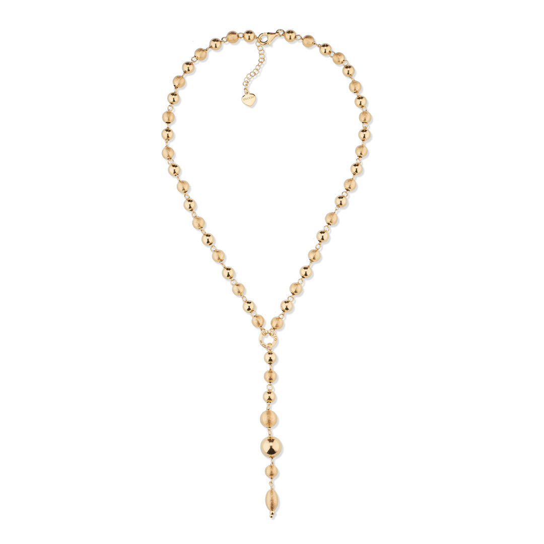 Collana Rosario SABA in Argento 925 Laminato Oro 24KT con Sfere