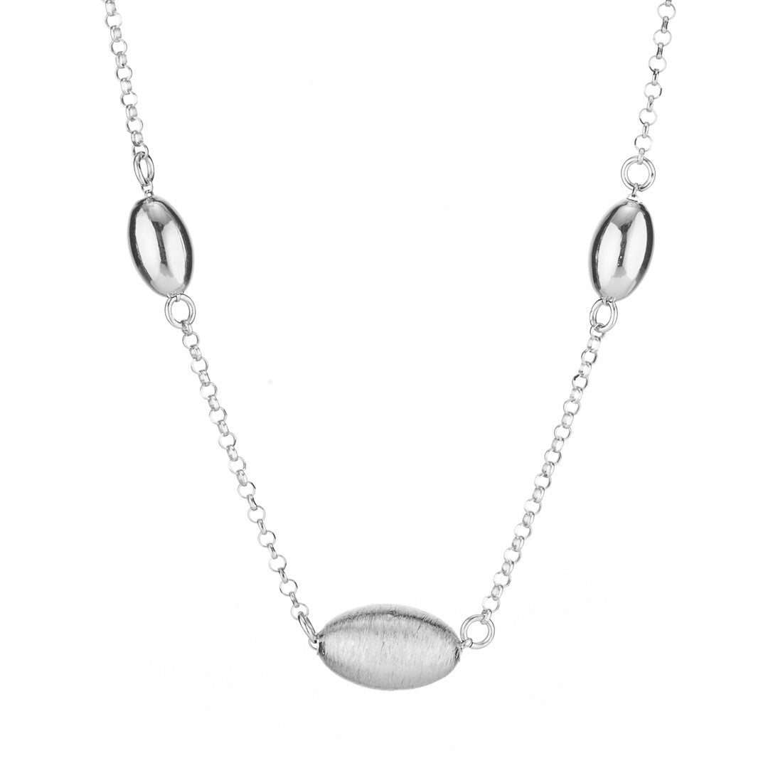 925 silver choker with satin-finished central olivine and polished sides