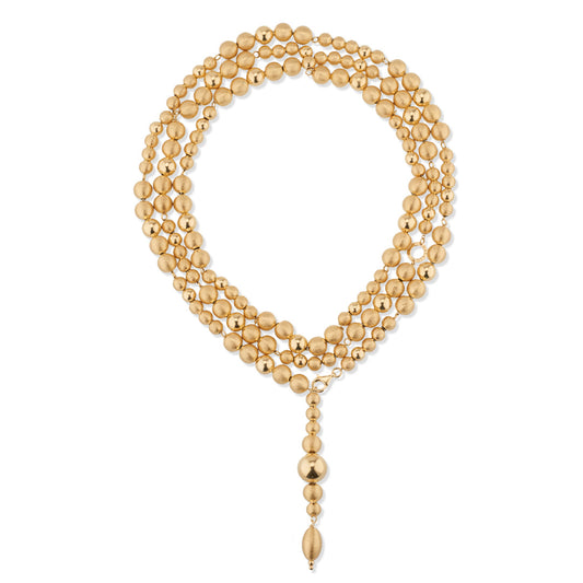 Collana  SABA in argento 925, con placcatura  a spessore in oro 24Kt  e sfere setate.