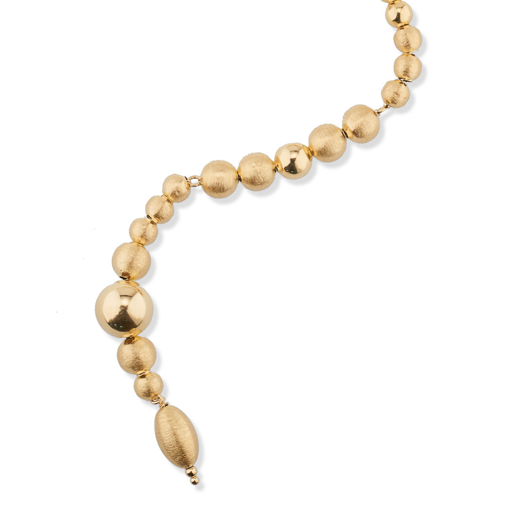 Collana  SABA in argento 925, con placcatura  a spessore in oro 24Kt  e sfere setate.