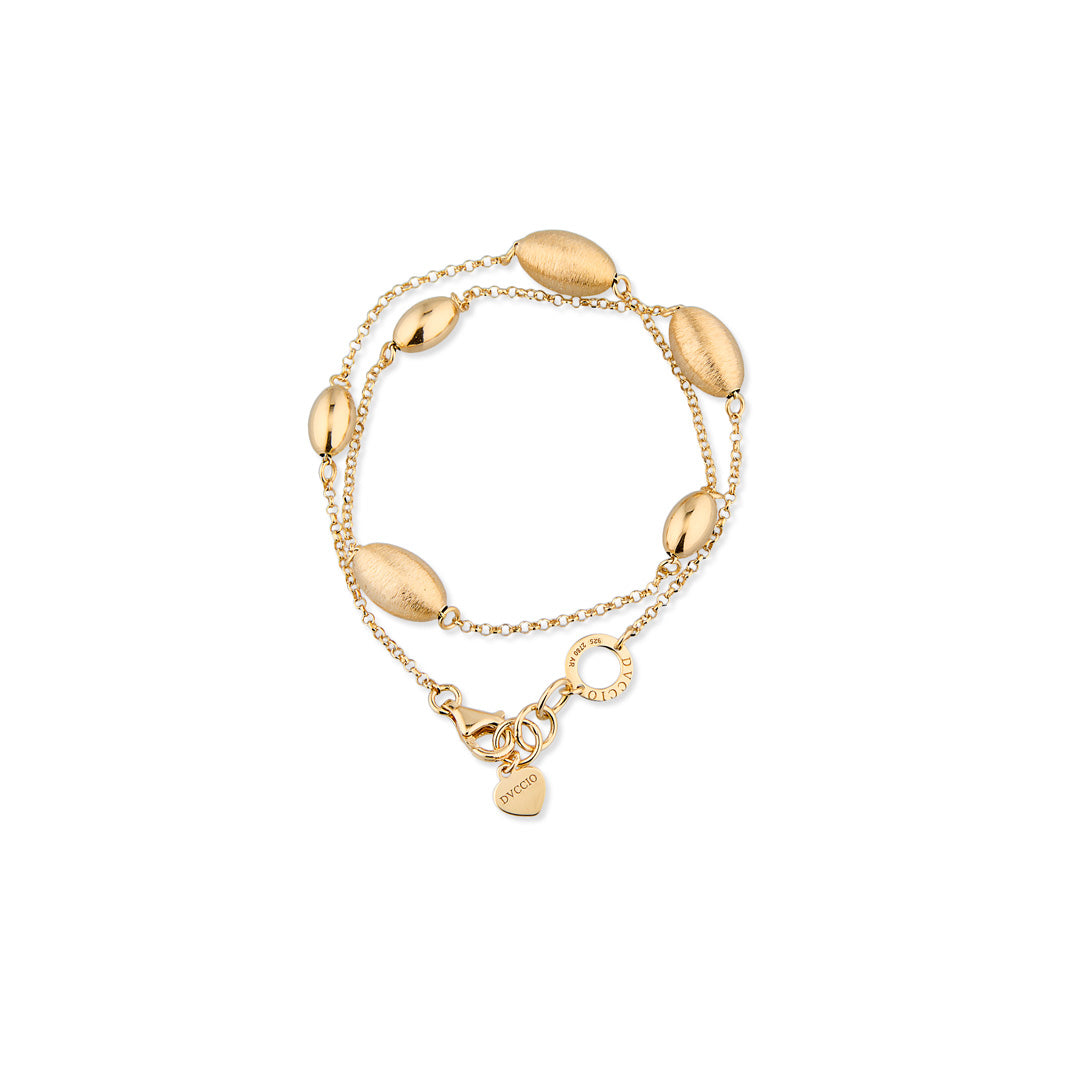 Bracciale catena e olivine a doppio giro in argento925 con placcatura in oro 24kt