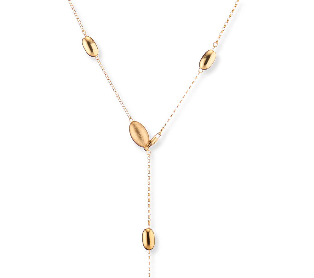 Collana  SABA  catena pendente con ovaline setate in argento 925 e placcatura a spessore in oro 24kt