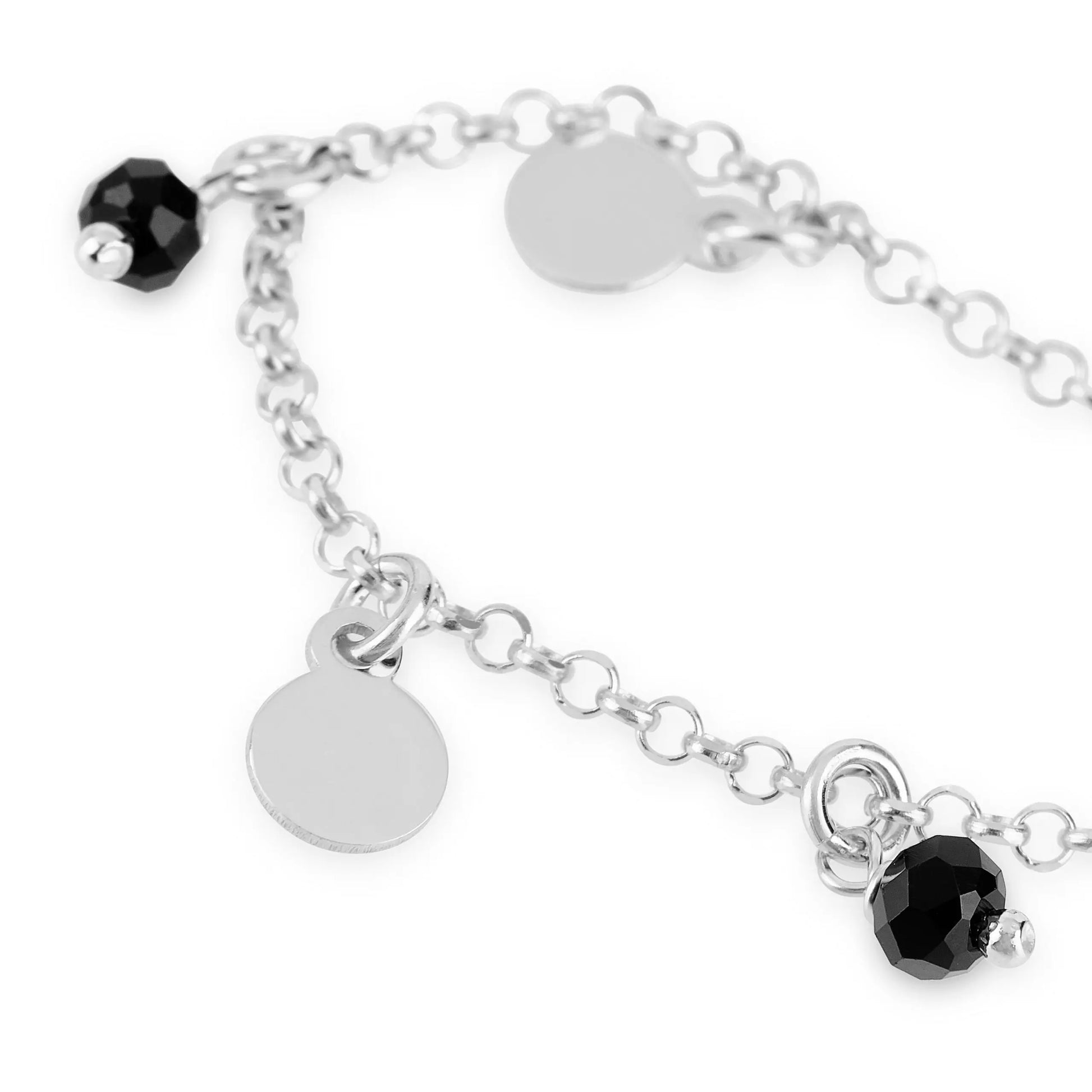 Bracciale Venere in argento rodiato e pietre nere