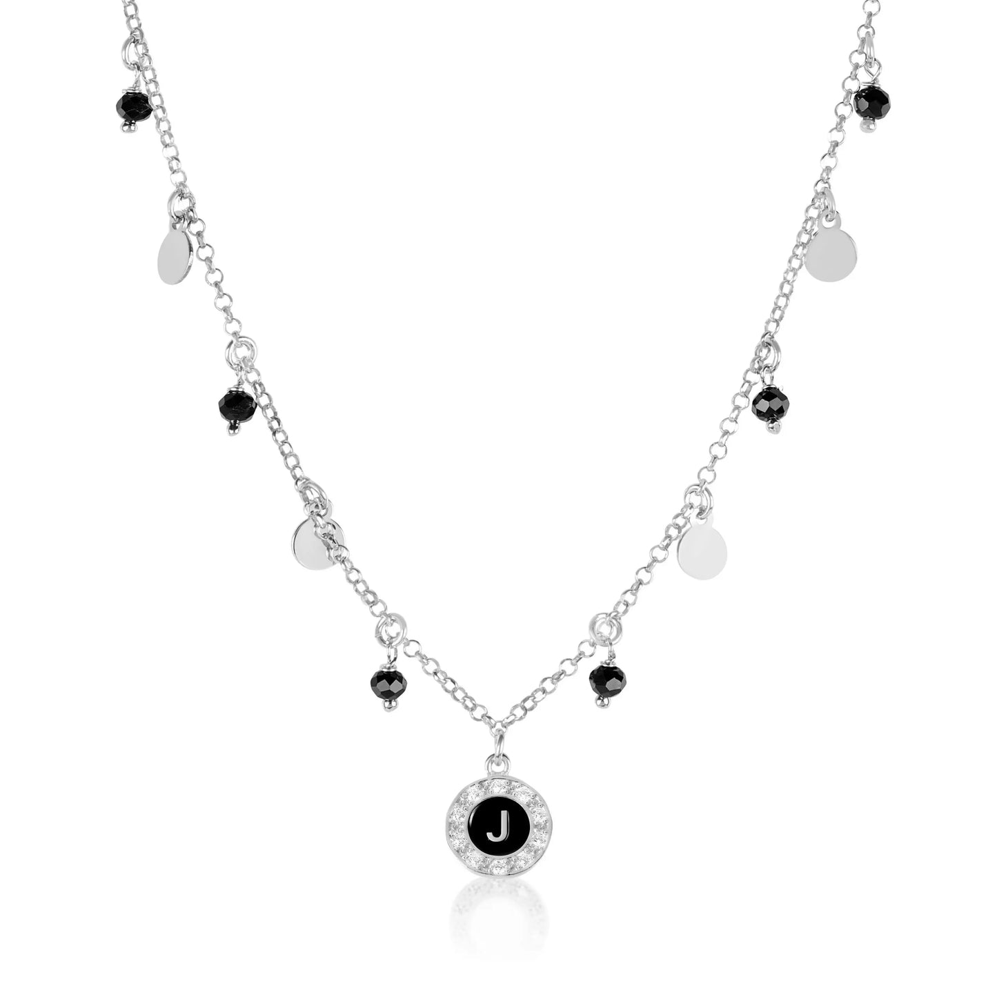 Collana Venere in argento rodiato e pietre nere