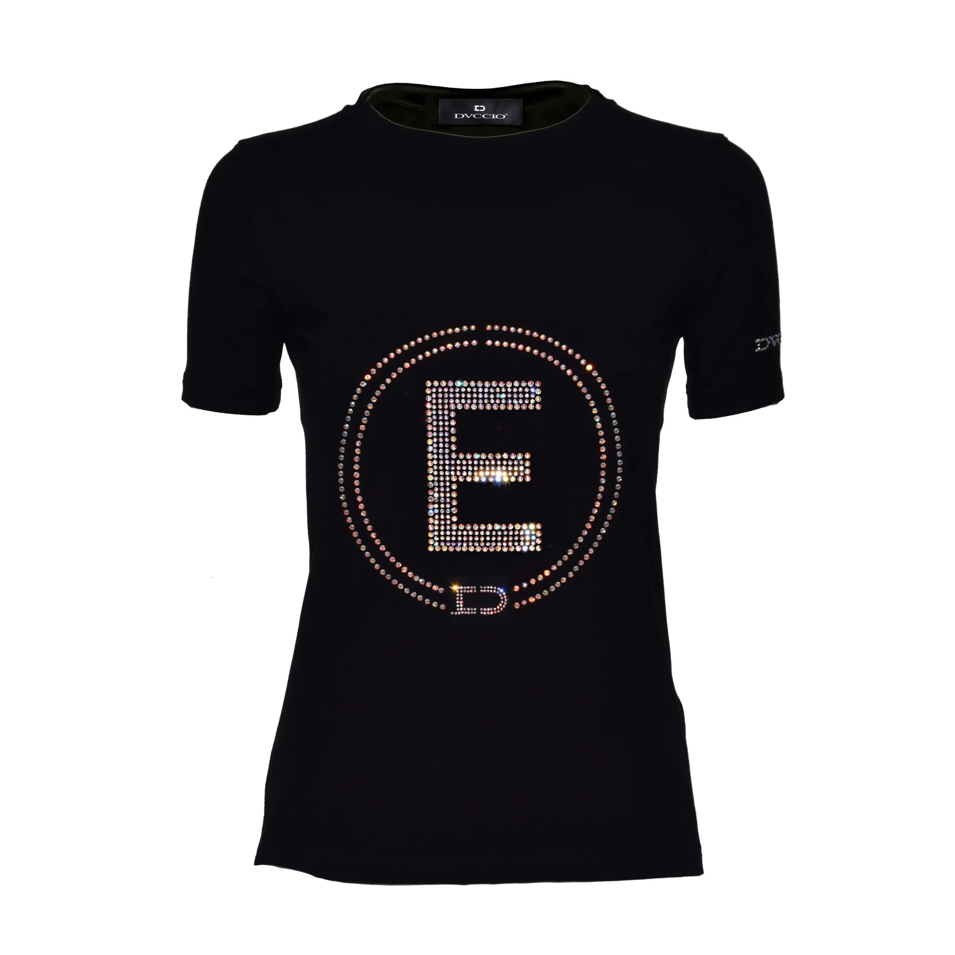 Tshirt "My Letter" nera con lettera in strass