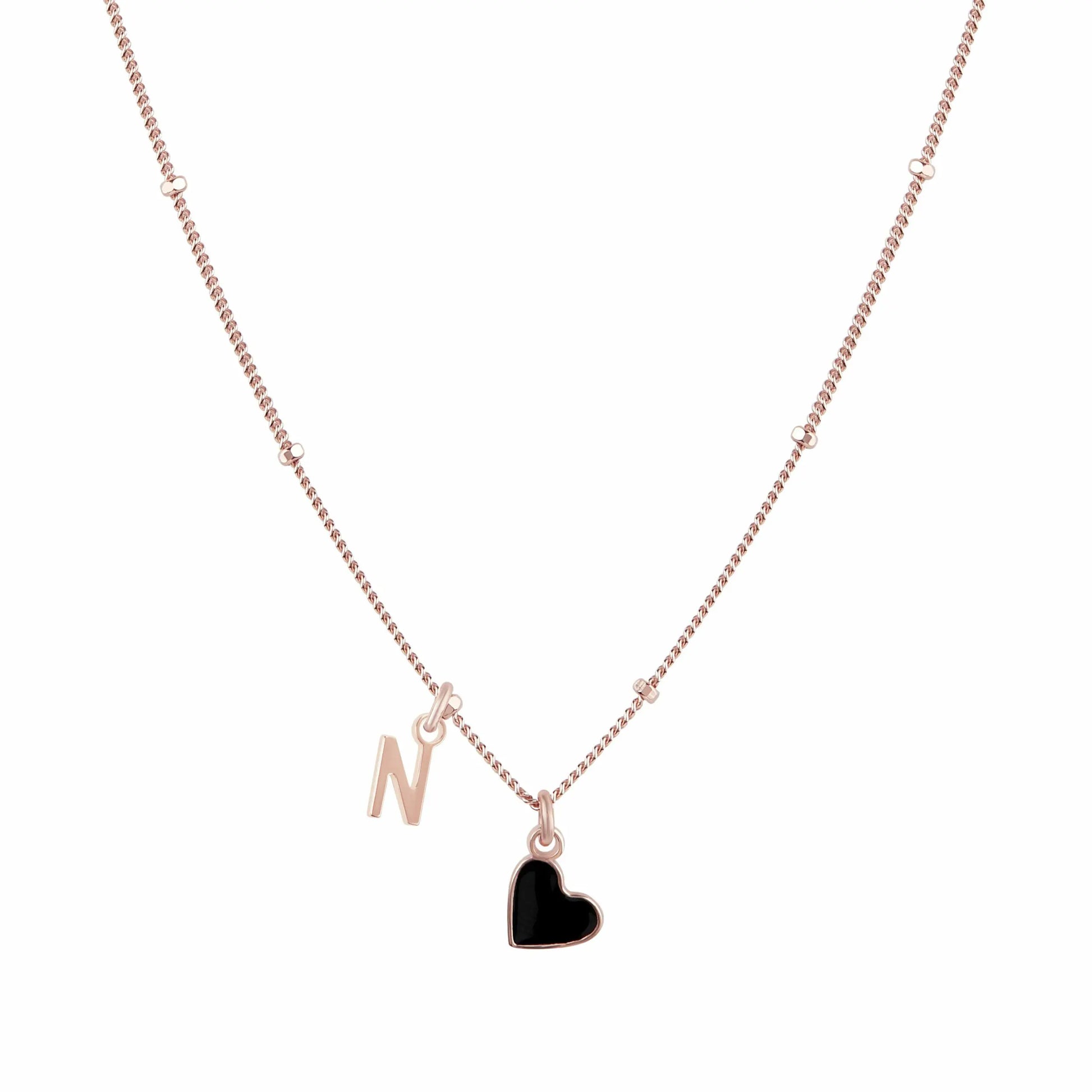 Collana Megghy con cuore nero e lettera