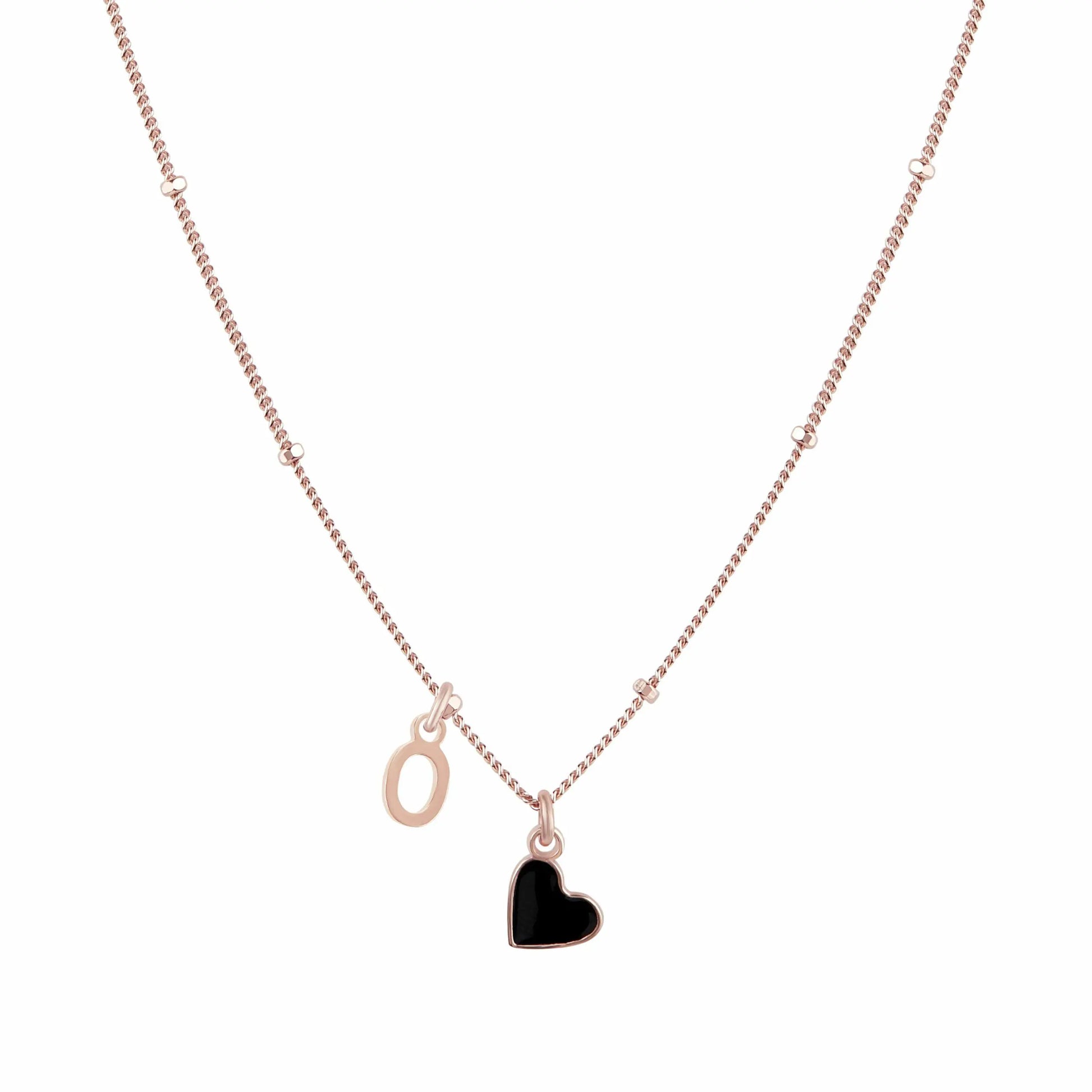 Collana Megghy con cuore nero e lettera