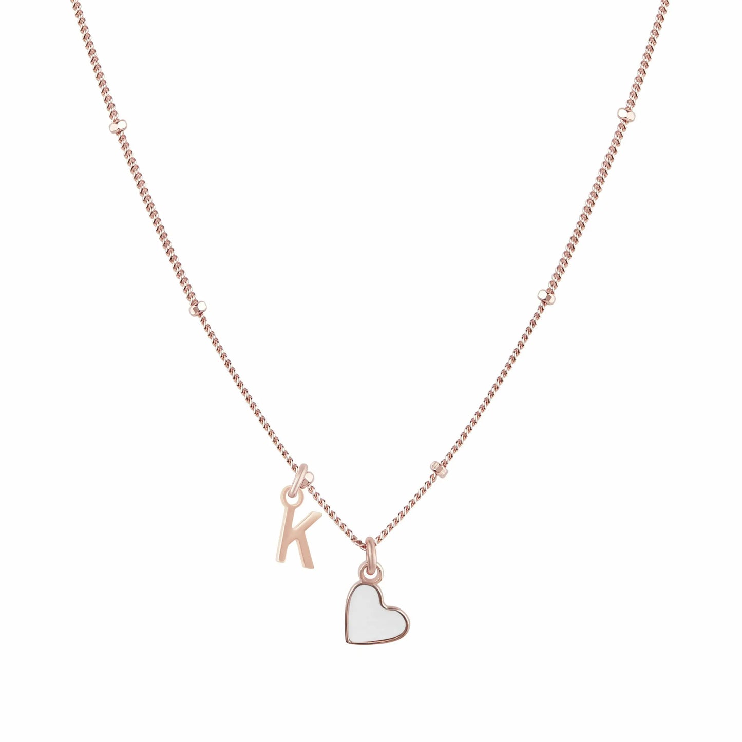 Collana Megghy con cuore bianco e lettera