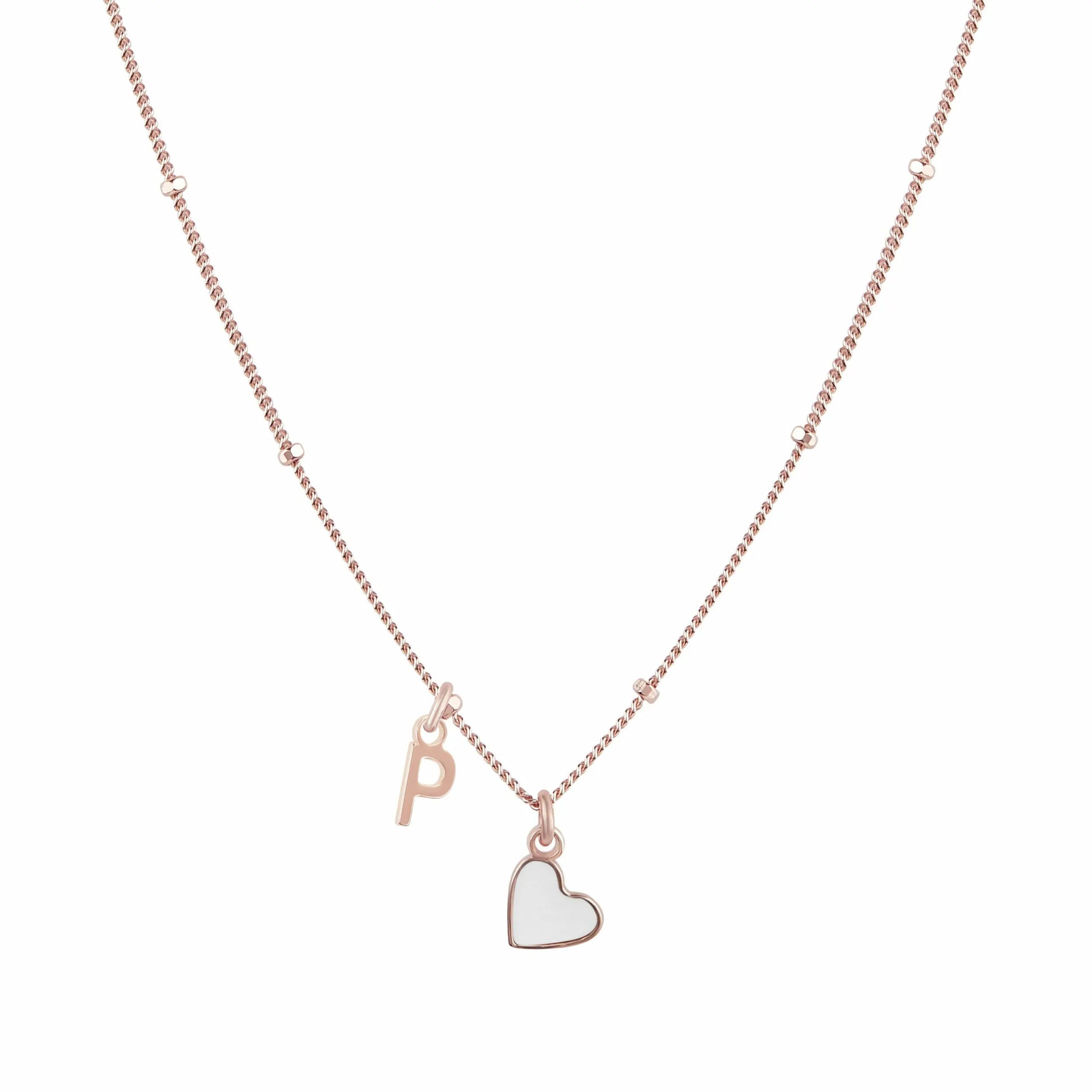 Collana Megghy con cuore bianco e lettera