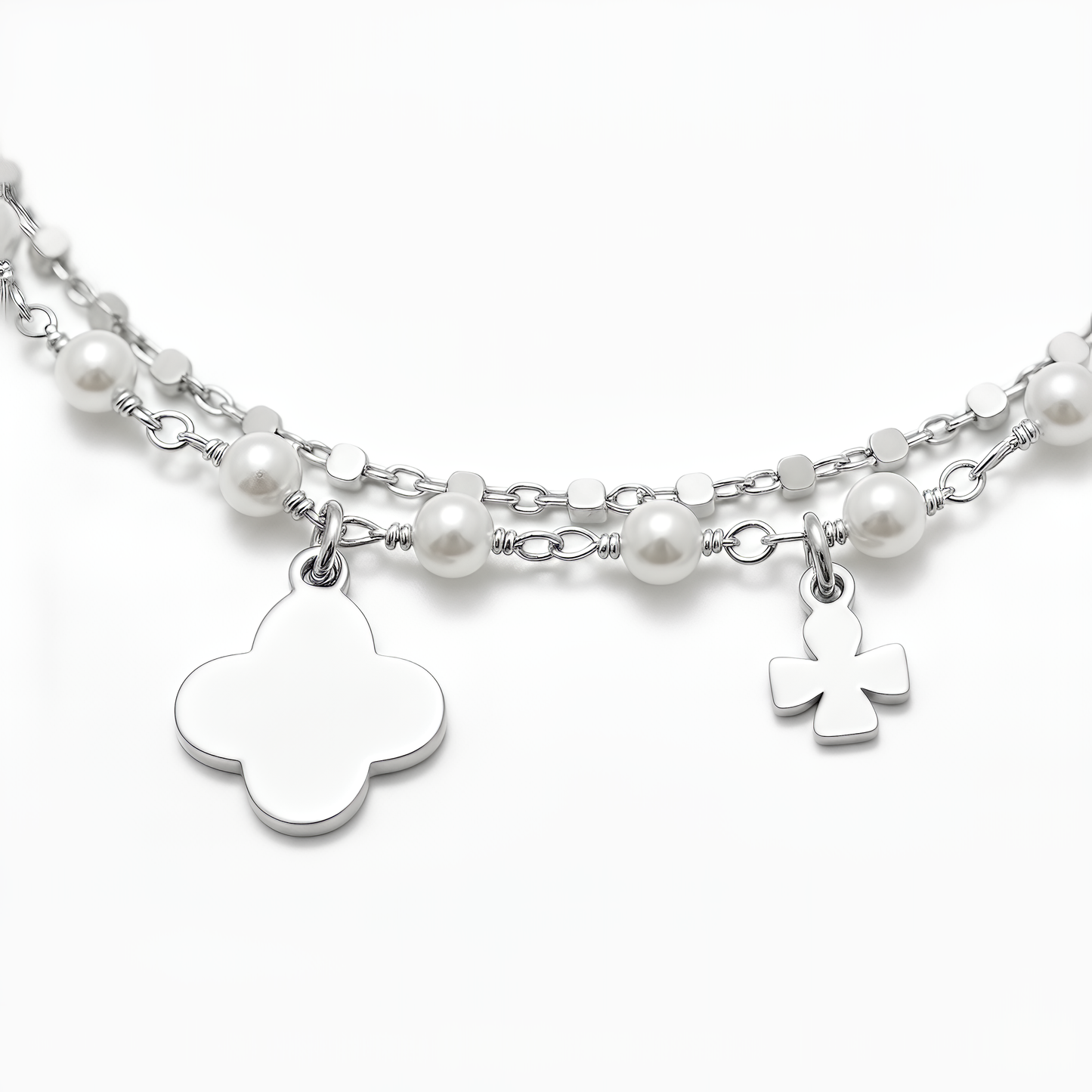 Bracciale VIBES a 2 Fili in Argento 925 Laminato in Oro 24KT con Perle