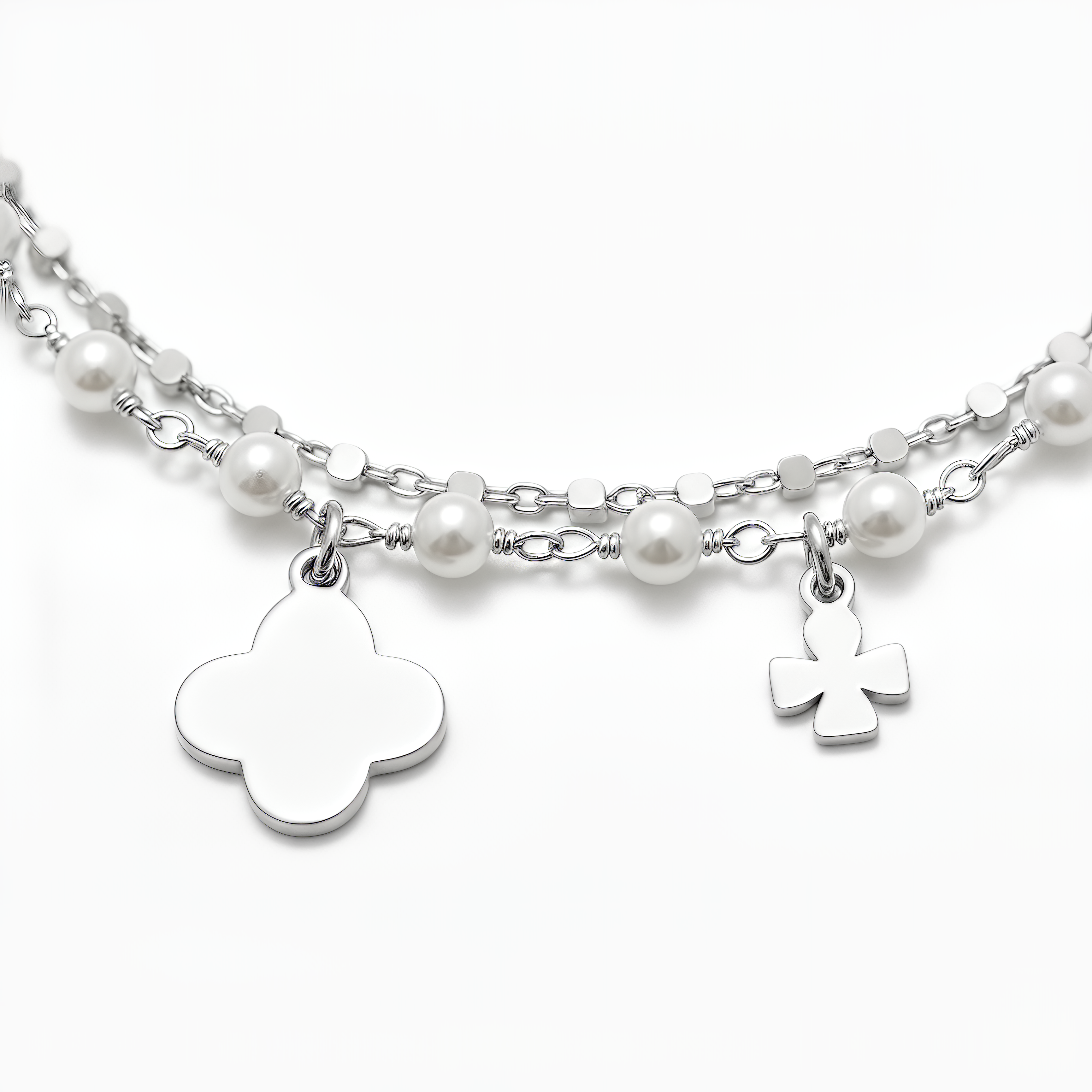 VIBES 2-Strand Bracelet in 925 Silver Laminated in 24KT Gold with Pearls