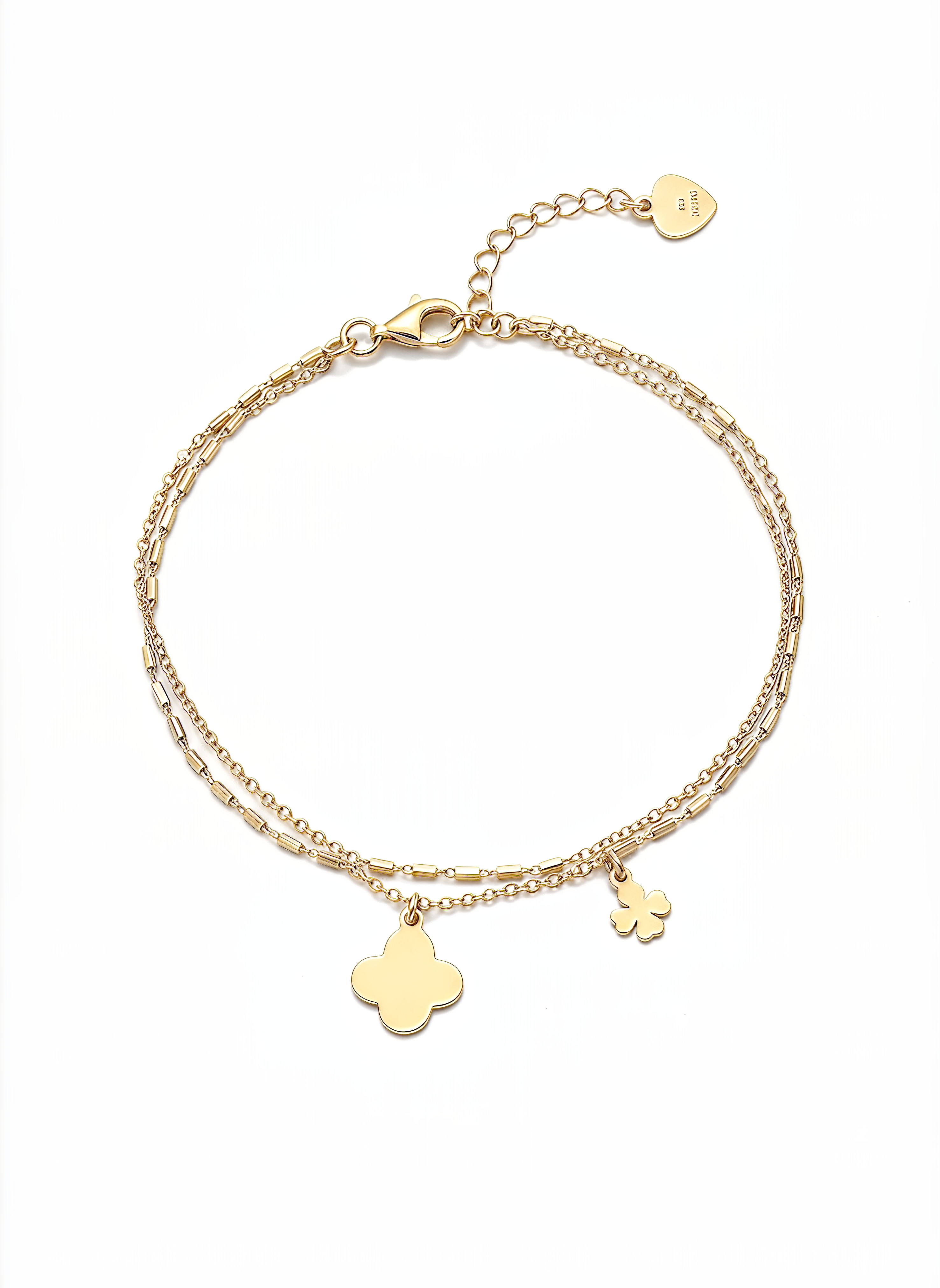 VIBES 2-Strand Bracelet in 925 Silver Laminated in 24KT Gold with Heart